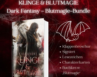 Klinge & Blutmagie – Blutmagie-Bundle mit Buchkerze – Signiert – Klappenbroschur + Charakterkarten