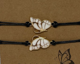 Matching Butterfly Bracelets, Friendship Butterfly Bracelets, Butterfly Charm Bracelet Set, Two Butterfly Bracelet,Cute Gift for Best Friend