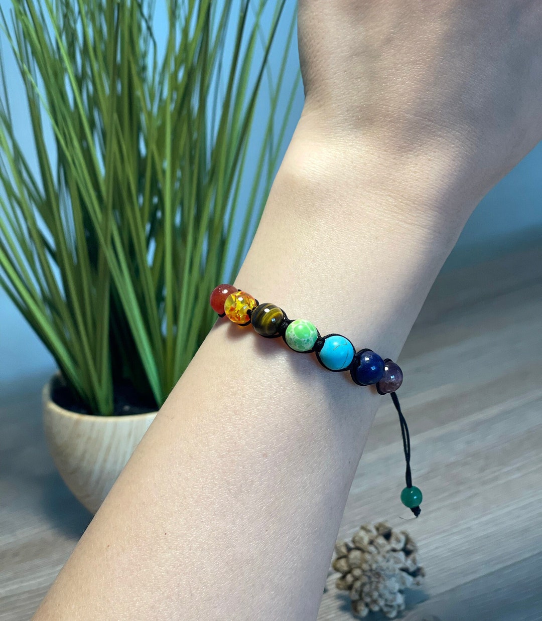 7 Chakra Beads Bracelet, Natural Healing Gemstone Bracelet, Balance