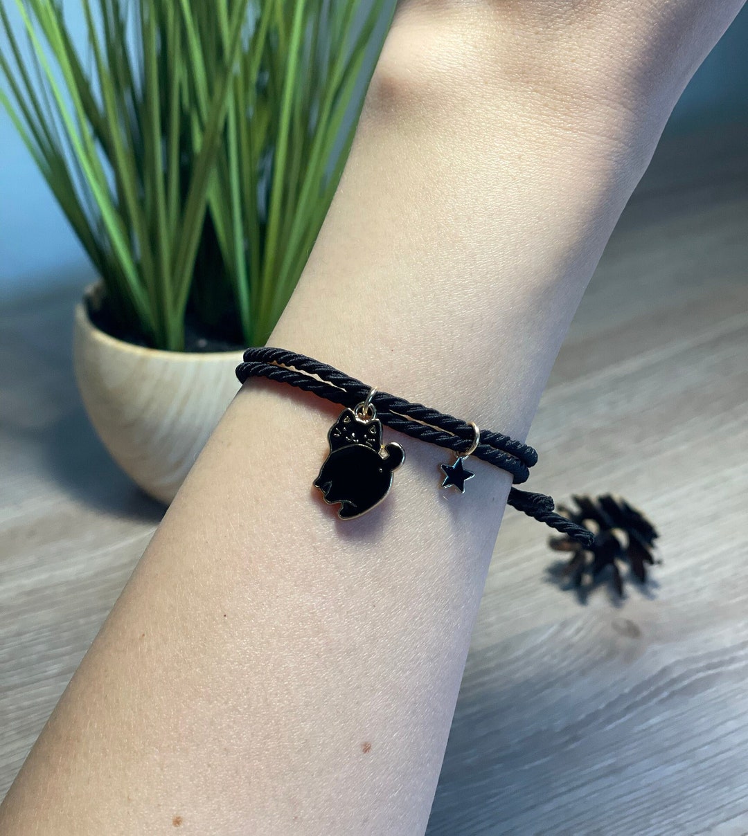 Cat Design Hair Tie Bracelet, Elastic Hair Ties, Cat Bracelet Hair Ties