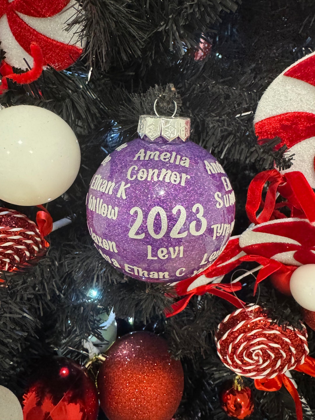 Personalised Christmas Baubles Class Name Christmas Tree Etsy