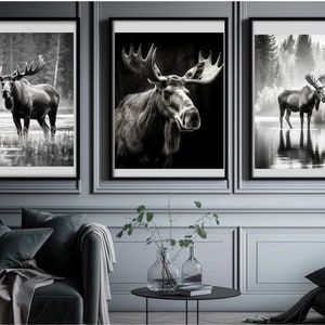 Majestätische Elch-Digitaldrucksammlung - 5er-Set, sofortiger Download, vielseitiges Verhältnis von 4: 5, Natur inspirierte Wandkunst, Wand-Dekor, Tierkunst