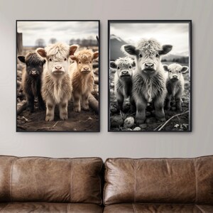 Highland Cow Calf Set. Set of Two Digital Downloads. Farm Decor