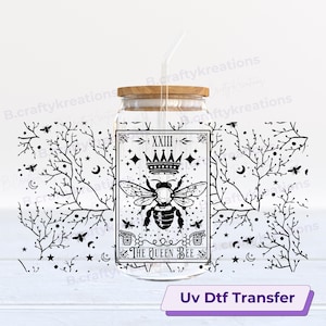 Queen Bee, Uv Dtf transfer, Crown decal, birds and Bees Can Wrap, Cup transfer, 16oz can wrap