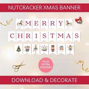 Nussknacker Frohe Weihnachten Printable Banner/Frohe Feiertage Wimpelkette (Digitaler Download)