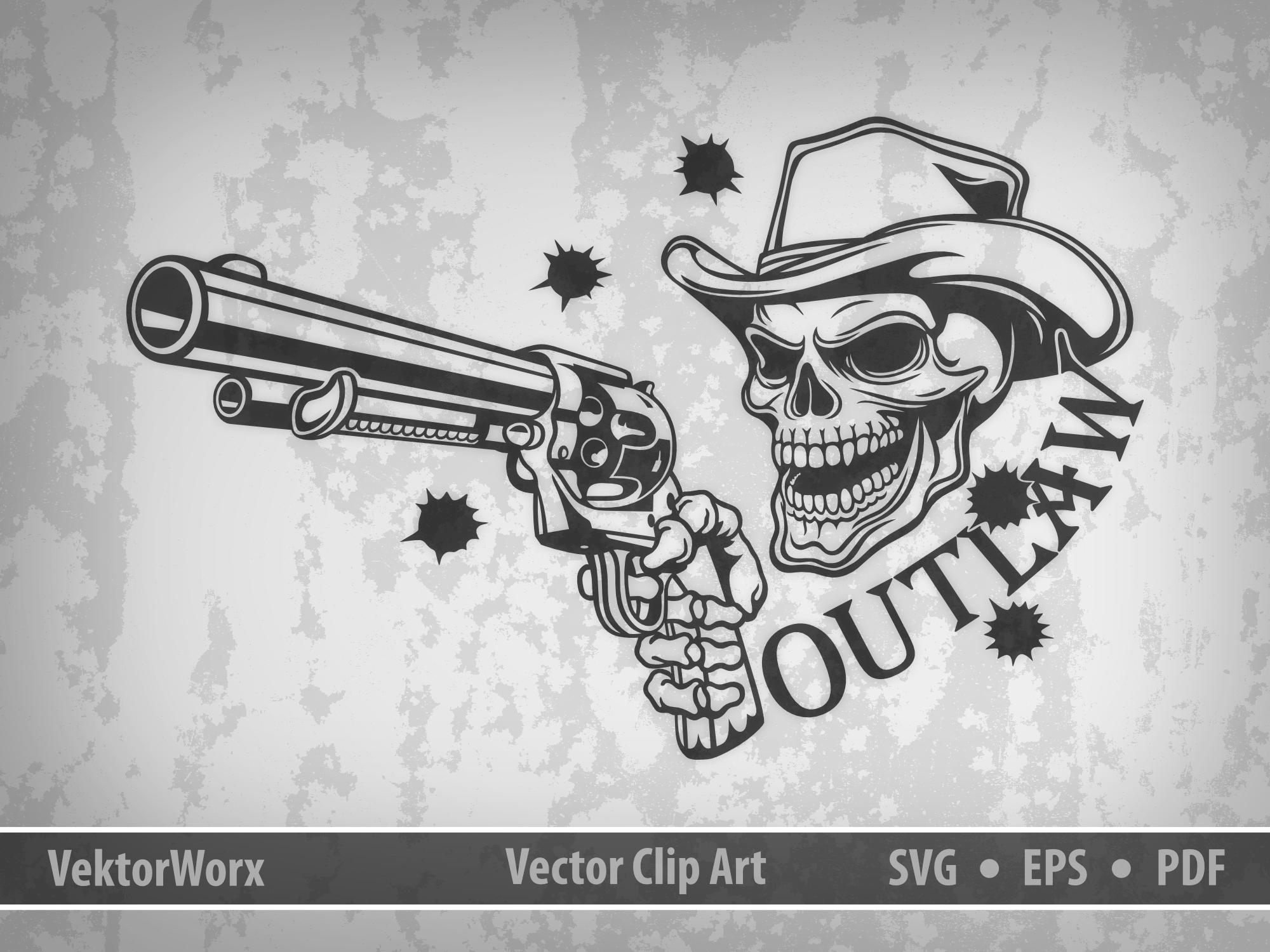 The Outlaw. Undead Gunslinger. Vector Design. SVG, EPS, PDF