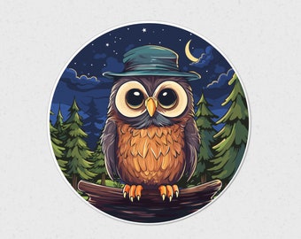 Adorable Owl Sticker -  Matte, Glossy or Holographic Finish.