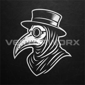 Plague Doctor Vinyldekal – Gotisk näbbmaskklistermärke för bil, bärbar dator, PC-fodral, fönster – Väderbeständig konst
