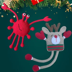 Crochet Patterns for Sensory Toys - Crab and Christmas Reindeer | DIY Newborn-Friendly Toys