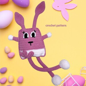 Crochet pattern, DIY, Easter bunny crochet, sensory crochet toy, crochet toy for newborns, pull toy