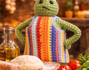 Gehäkelte Koch Puppe Handmade | Niedliches Mini-Koch Spielzeug | Amigurumi Küche Dekor | Geschenk für Feinschmecker | Sammlerstück Plüsch