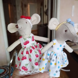 Maileg mouse clothes White with polka dot cotton flowers Headband Miniature wardrobe Maileg Mouse outfit Big Sister, Little Sister, Mom