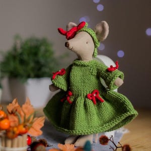 Maileg Mouse clothes fall dress outfit, autumn Winter holiday Hand pumpkin Maileg mice dress for Little sister, Big sister Mom Maileg mouse