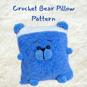 Crochet Bear Pillow Pattern – Cute Plush Animal Cushion PDF Tutorial – Amigurumi Pillow Pattern – Beginner Friendly – Digital Download
