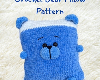 Crochet Bear Pillow Pattern – Cute Plush Animal Cushion PDF Tutorial – Amigurumi Pillow Pattern – Beginner Friendly – Digital Download