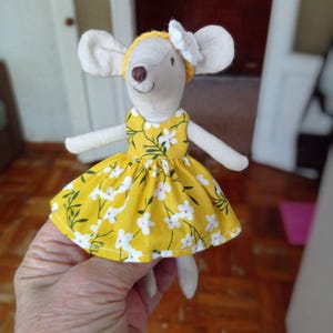Maileg mouse clothes White with cotton flowers Headband Miniature wardrobe Maileg Mouse outfit Big Sister, Little Sister, Mom
