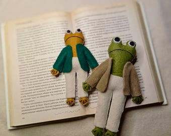 Frosch und Kröte Puppen Filz-Set, handgemachte Kinder Filz Frosch Plüsch — Märchenbuch Freund inspiriert von Frosch und Kröte
