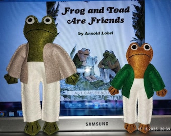 Frosch und Kröte Puppen Filz-Set, handgemachte Kinder Filz Frosch Plüsch — Märchenbuch Freund inspiriert von Frosch und Kröte
