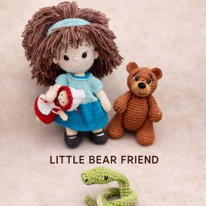 Bambole Little Bears Friend – Emily Personaggi di storie all'uncinetto fatti a mano, personaggi di libri di fiabe, collezione Little Bear Family Friend, figlia