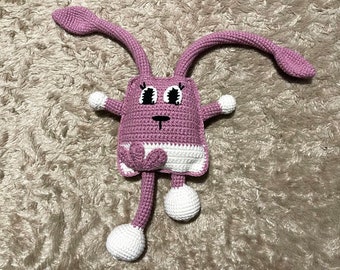 DIY, sensory crochet toy, crochet Easter bunny, crochet pull toy, crochet pattern, birthday present, Montessori toy