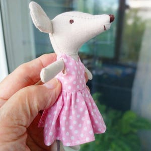 Maileg mouse clothes dress white with flowers Green  for Little Big sister mom dollhouse mouse Christmas gift