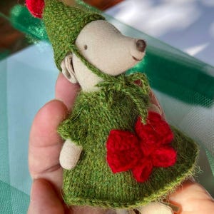 Maileg Mouse Clothes Outfit – Knitted Holiday Clothes for Little Sister, Big Sister & Mom Maileg Mouse Christmas dress