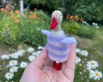 Hand-Knitted Gosling Toy – Soft Stuffed Animal, Duckling Plush – Baby Gift, Nursery Decor, Waldorf Toy
