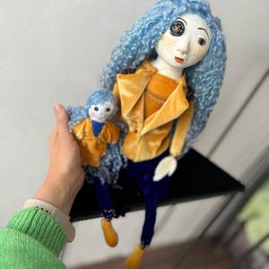 Handmade Coraline Art Doll with Mini Twin • Creepy Cute Gothic Collectible • Unique Coraline Inspired Gift for Collectors