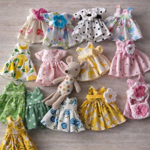 Maileg mouse clothes flower rose blue dress cotton flowers Headband Miniature wardrobe Maileg Mouse outfit Big Sister, Little Sister, Mom