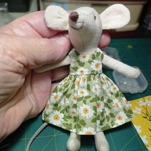 Maileg Mouse clothes Dress - Handmade Outfits for Little, Big Sister, dollhouse Mom Mouse – Floral Cotton accessories, Headband Gift Christm