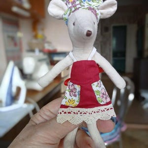 Maileg mouse clothes chef kitchen outfit Baker outfit red apron little - big sister mom mouse Christmas gift Birthday toddler pretend play