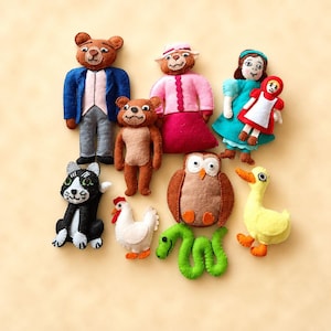Bambole di feltro Little Bears Friends, personaggi Emily, giocattolo morbido fatto a mano, regalo per bambini, peluche di animali carini, asilo nido Waldorf, Mitzi, nonna, Tutu