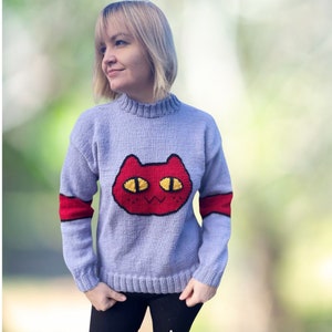 VAMPIRE MEISJE SWITER, trui met kat, stripfiguur, cadeau voor haar, verjaardagscadeau voor een meisje