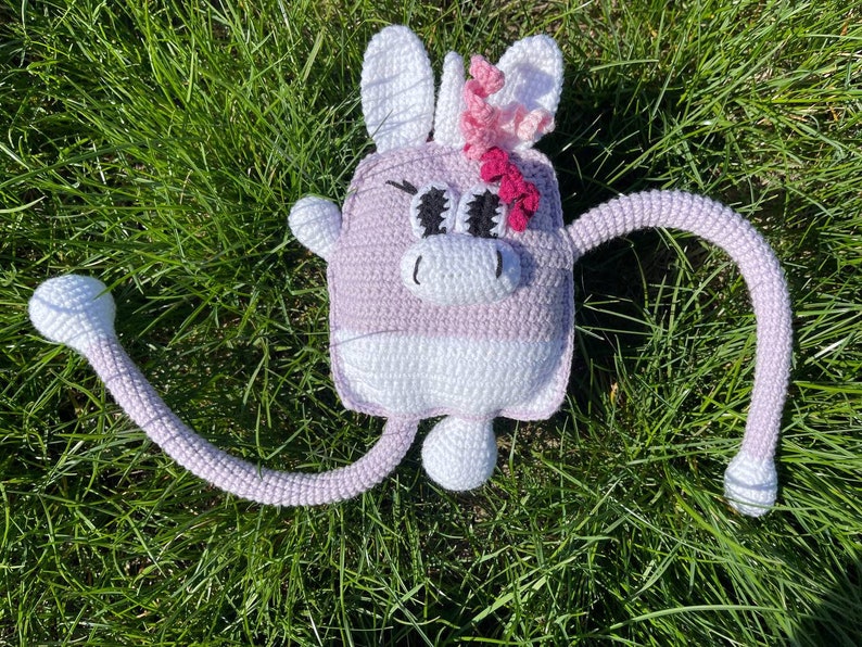 DIY, sensory crochet toy, crochet unicorn, crochet pull toy, crochet pattern, birthday present, Montessori toy zdjęcie 5