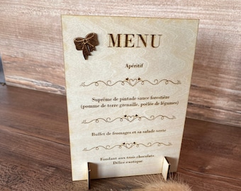 Wooden menu holder. Wedding menu. Personalized menu. Table number. Wooden table number