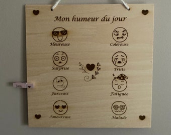 Wooden child's emotions board / personalized child's mood board