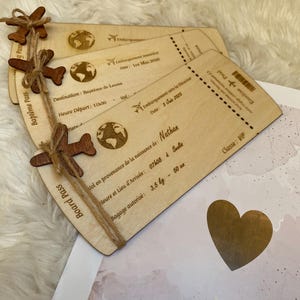 Anuncio de boleto de avión para Boda – Bautismo o Nacimiento. Invitación temática de viajes