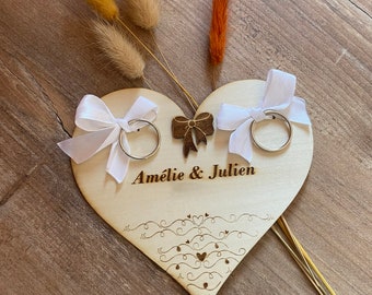 Porte alliance mariage. Porte alliance en bois personnalisable. Bague de fiançailles. Coussin d'alliances