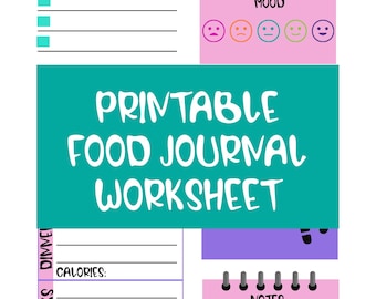 Food Journal Worksheet Printable | Daily Food Log for Meal Tracking & Nutrition | Single Page Digital Download for Unlimited Use