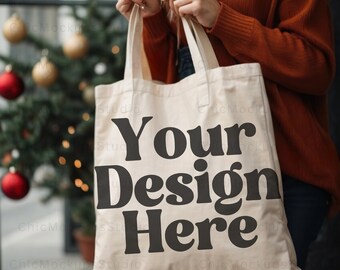 Tote Bag Christmas Mockup Canvas Tote Bag Mockup Boho Tote Bag Mock Model Tote Bag Mock Model Mock Canvas Tote Bag Mockup Print on Demand
