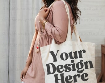 Tote Bag Mockup Canvas Tote Bag Mockup Boho Tote Bag Mock Model Tote Bag Mock Model Mock Canvas Tote Bag Mockup Simple Print on Demand Mock