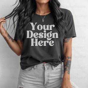Black Bella Canvas 3001 Mockup 3001 Black Mockup Black Tshirt Mockup Simple Model Mockup Oversized Shirt Mockup Bella Canvas Mockup BC 3001