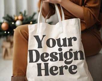 Tote Bag Christmas Mockup Canvas Tote Bag Mockup Boho Tote Bag Mock Model Tote Bag Mock Model Mock Canvas Tote Bag Mockup Print on Demand