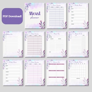Speiseplan & Lebensmittelinventur digitaler Download | Druckbare Vorlage mit Sieben-Tage-Menü-Plan | PDF zum Drucken Diät-Planer