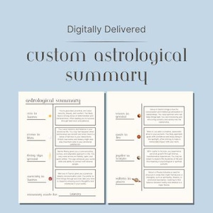 Astrologische Übersicht | Benutzerdefinierte Astrologie | Sun Sign Rising Sign Planetenzeichen | Geburtshoroskop Erklärung | Kundenspezifisches Schaubild