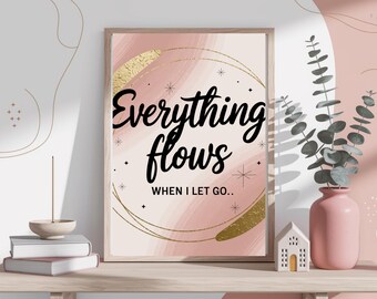 Boho 'Everything Flows' Wall Art | Spiritual Affirmation (Digital Download)