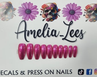 Bright shiny pink nails