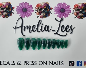 Emerald Green glittery shimmer nails