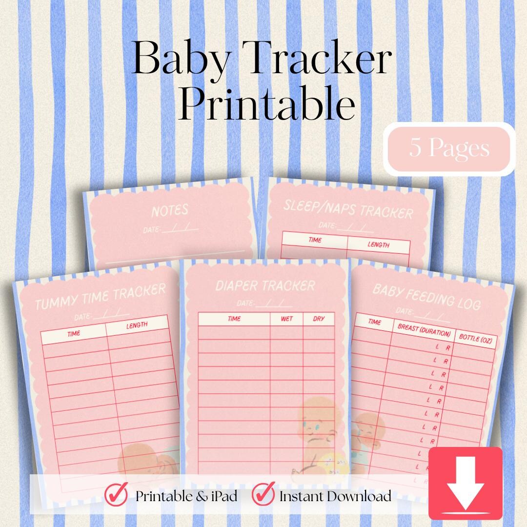 Baby Tracker Printable, Newborn Feeding Sleep Diaper Log (5 Pages) - Etsy