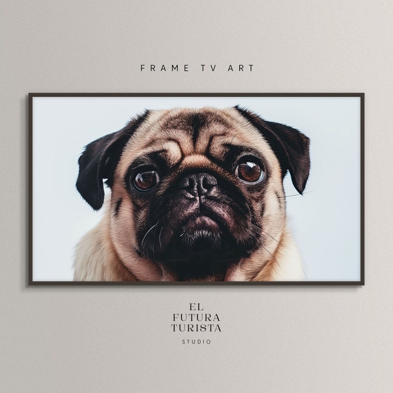 Frame TV Art Pug dog Instant download Instant download art zdjęcie 1